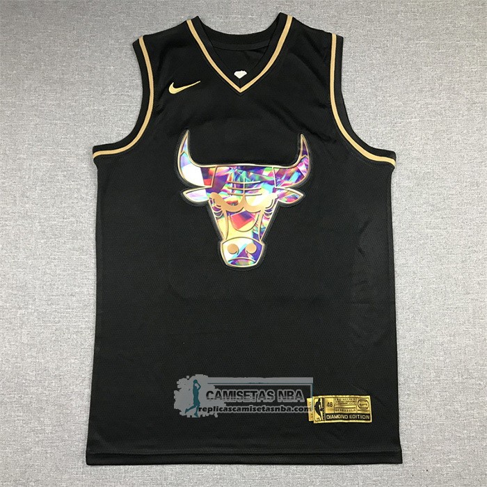 Camiseta Golden Edition Chicago Bulls Michael Jordan NO 23 2021-22 Negro
